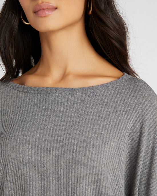 Taupe Blue $|& W. by Wantable Hacci Ribbed Long Dolman Sleeve Top - SOF Detail