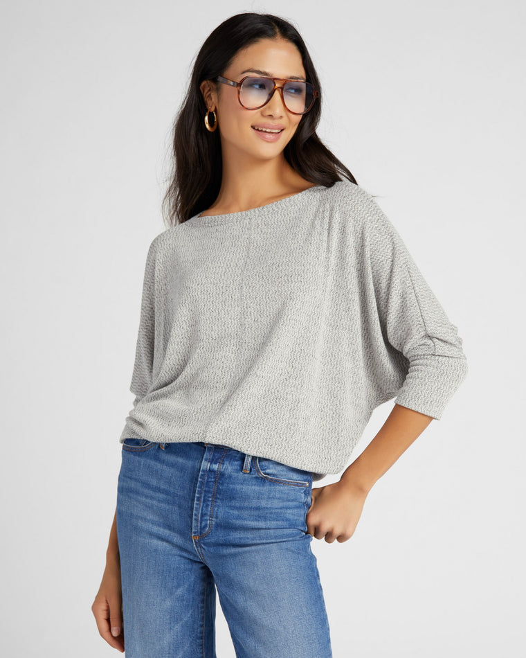 H.Grey $|& W. by Wantable Crepe Hacci 3/4 Dolman Sleeve Top withStitch - SOF Front