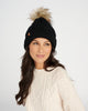 Knit Beanie with Faux Fur Pom & Lining