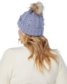 Denim $|& David & Young Popcorn Knit Beanie with Faux Fur Pom - SOF Back