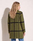 Olive/Black $|& OneWorld Plaid Sweater Coatigan - SOF Side