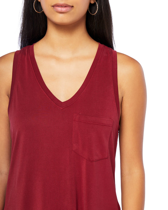 Rhubarb $|& Another Love Esther V-Neck Tank - SOF Detail