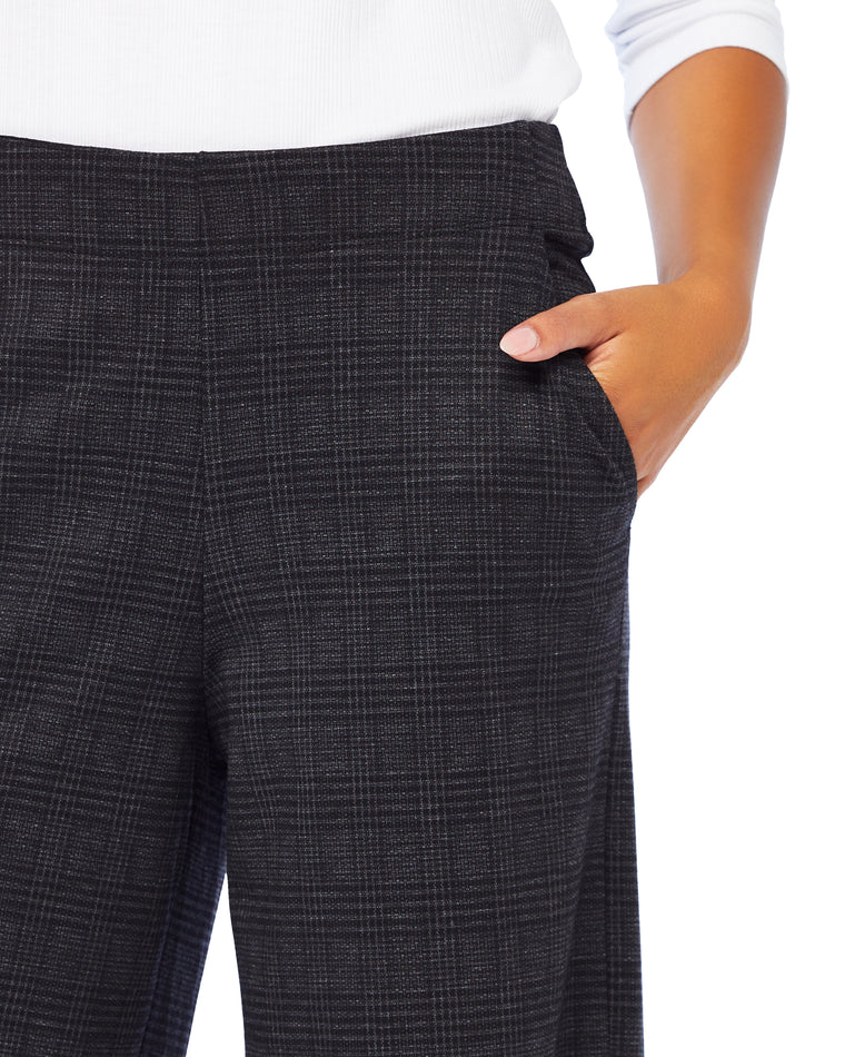 Black/Charcoal Glen Plaid $|& Max Studio Easy Leg Ponte Pant - SOF Detail