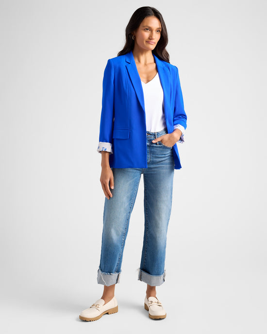 Neon Blue $|& Skies Are Blue Boyfriend Blazer - SOF Full Front