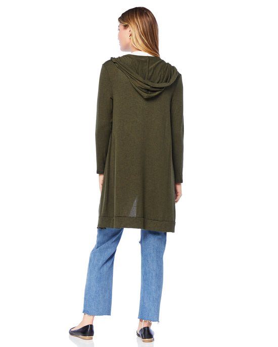 Olive $|& W. by Wantable Intermingle Hooded Cardigan - SOF Back