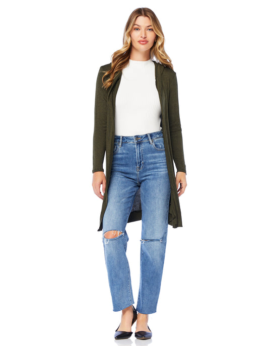 Olive $|& W. by Wantable Intermingle Hooded Cardigan - SOF Front