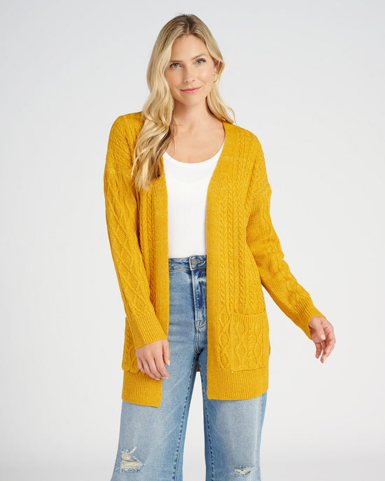 Mustard $|& Cozy CO Cable Knit Cardigan - SOF Front