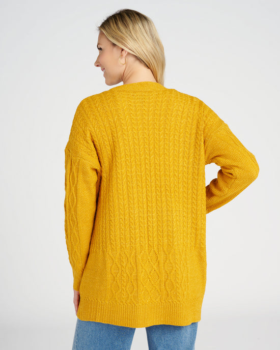 Mustard $|& Cozy CO Cable Knit Cardigan - SOF Back