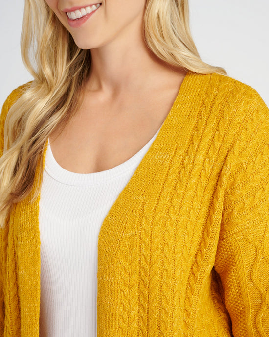 Mustard $|& Cozy CO Cable Knit Cardigan - SOF Detail
