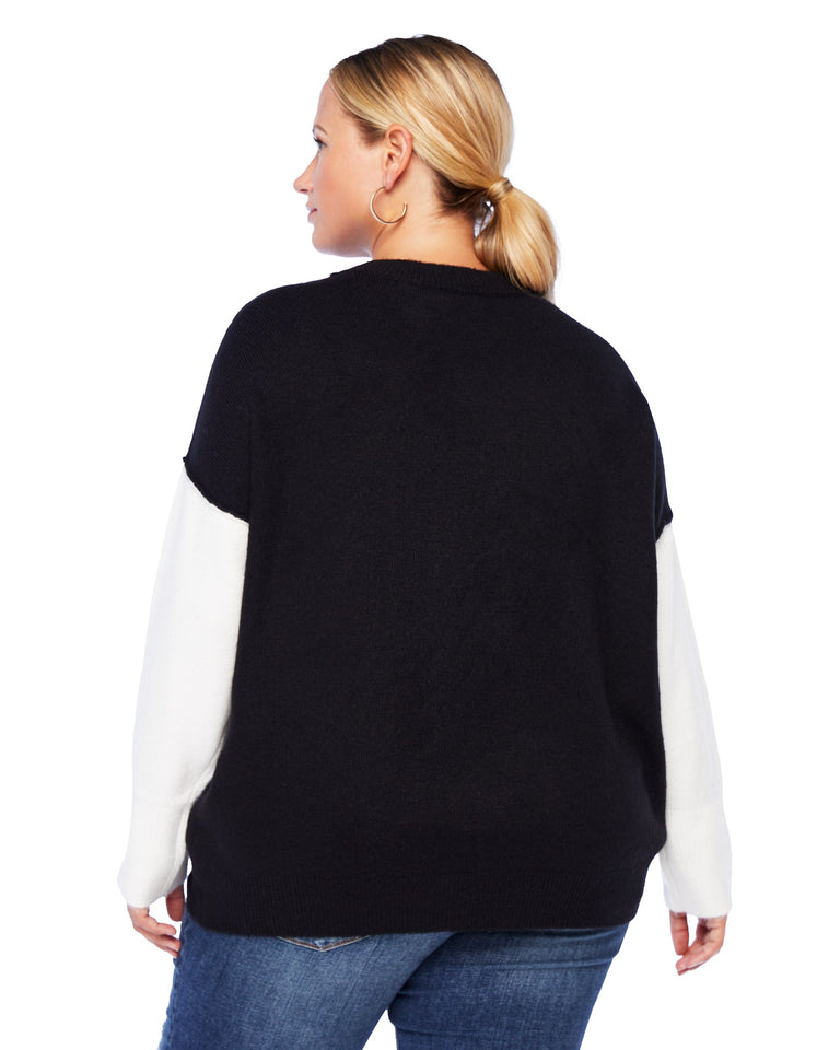 Drop Shoulder Colorblock Sleeve Sweater