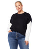 Plus Size Drop Shoulder Colorblock Sleeve Sweater