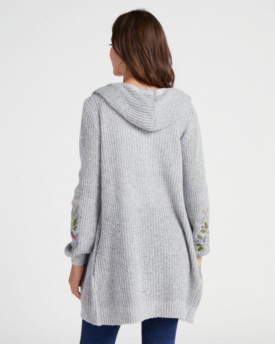 Grey Dawn $|& By Design Parker Embroidered Hoody Cardigan - SOF Back