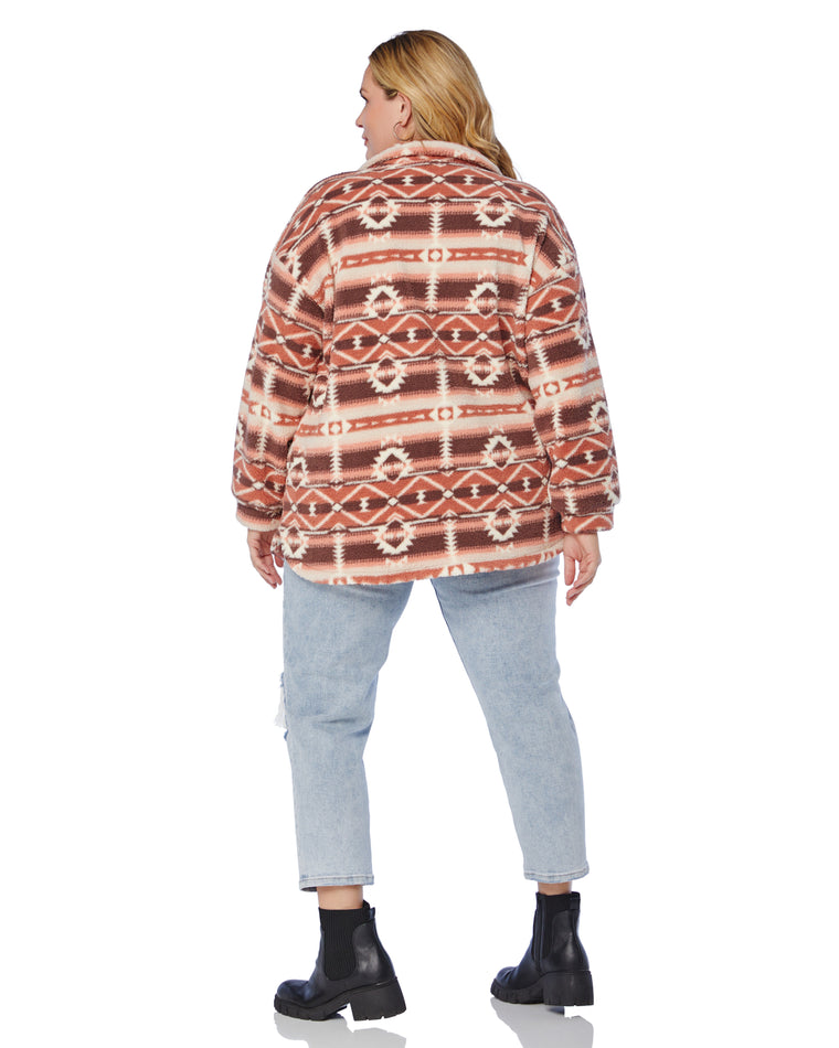 Mauve $|& Vanilla Bay Aztec Print Knit Jacket - SOF Back