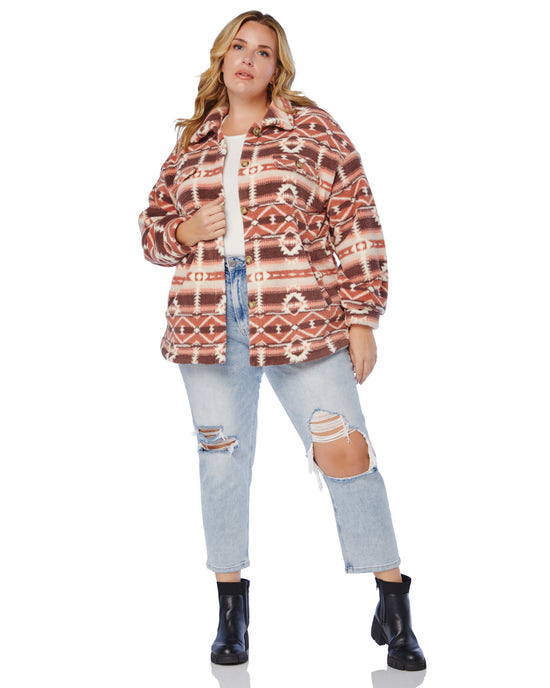 Mauve $|& Vanilla Bay Aztec Print Knit Jacket - SOF Front