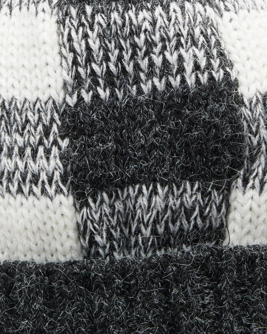 Black $|& Elegant Essence Buffalo Check Pattern Knit Hat - Hanger Detail