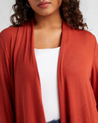 Rust $|& Chris & Carol Hacci Open Front Cardigan - SOF Detail