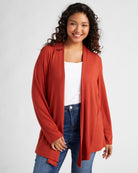 Rust $|& Chris & Carol Hacci Open Front Cardigan - SOF Front