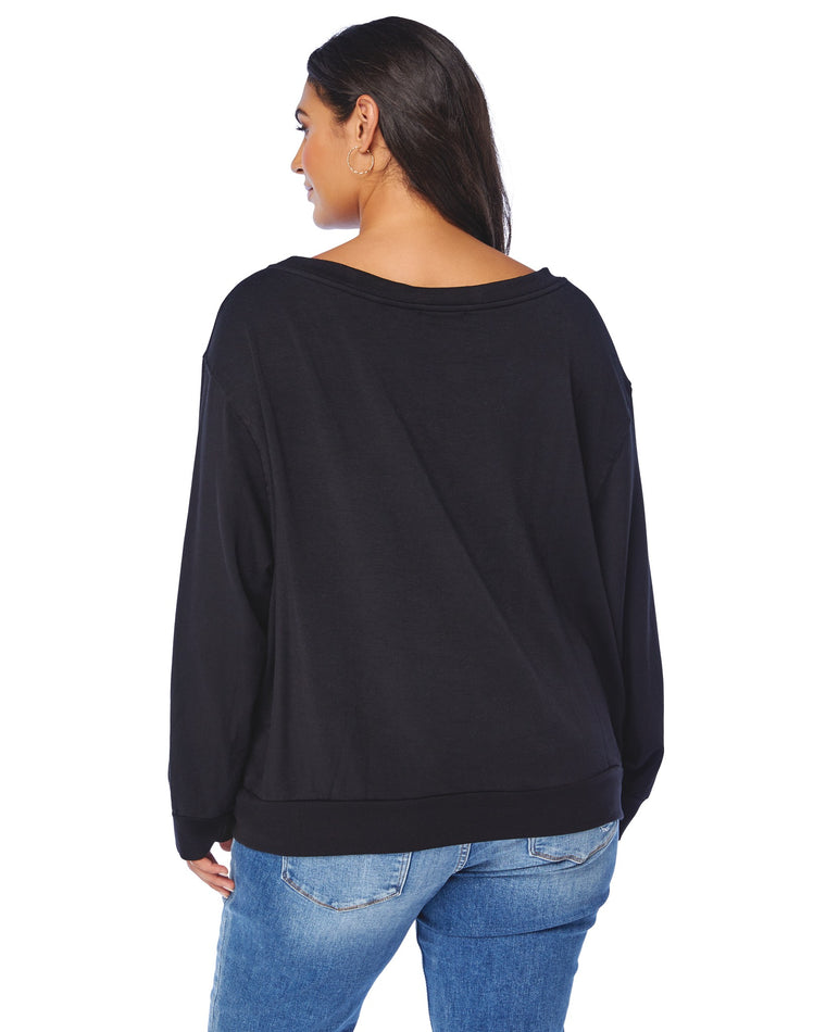 Black $|& 78 & Sunny Brooksville One Shoulder Sweatshirt - SOF Back