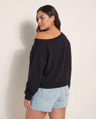 Black $|& SEAS Brooksville One Shoulder Sweatshirt - SOF Side