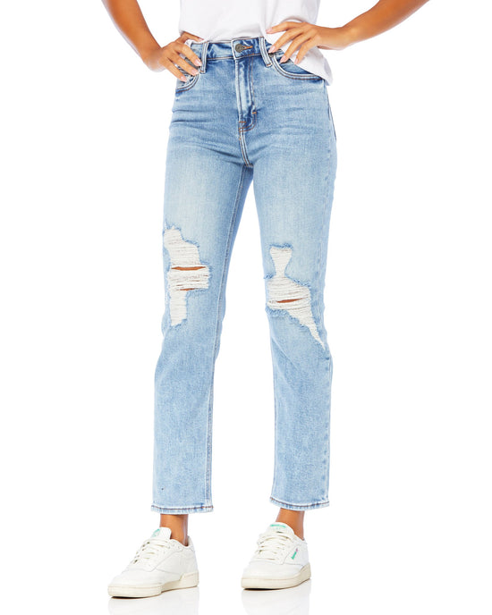 Medium Blue $|& Hidden The Zoey Distressed Mom Jean - SOF Front