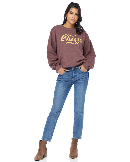 Berry Burgundy $|& Project Social T Cheers Sweatshirt - SOF Full Front