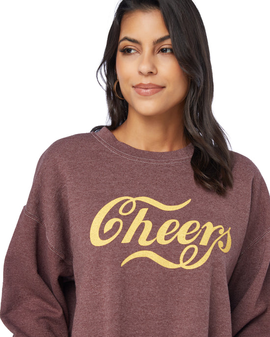 Berry Burgundy $|& Project Social T Cheers Sweatshirt - SOF Detail