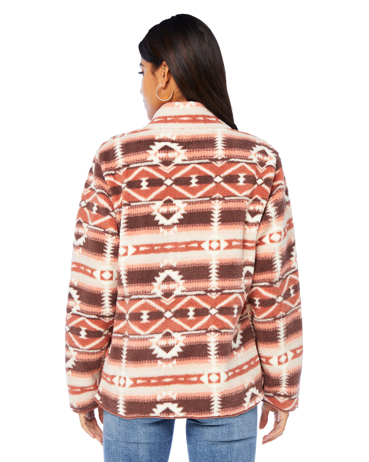 Mauve $|& Vanilla Bay Print Sherpa Zip Jacket - SOF Back