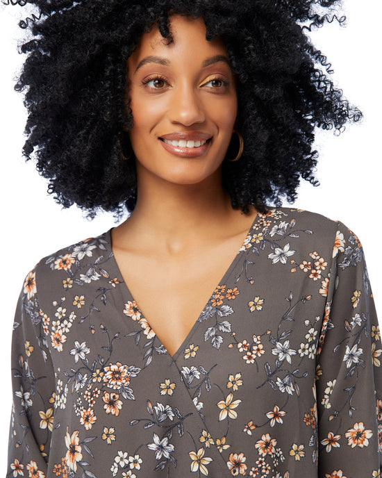 Green/Yellow Floral $|& West Kei Floral Woven Wrap Blouse - SOF Detail