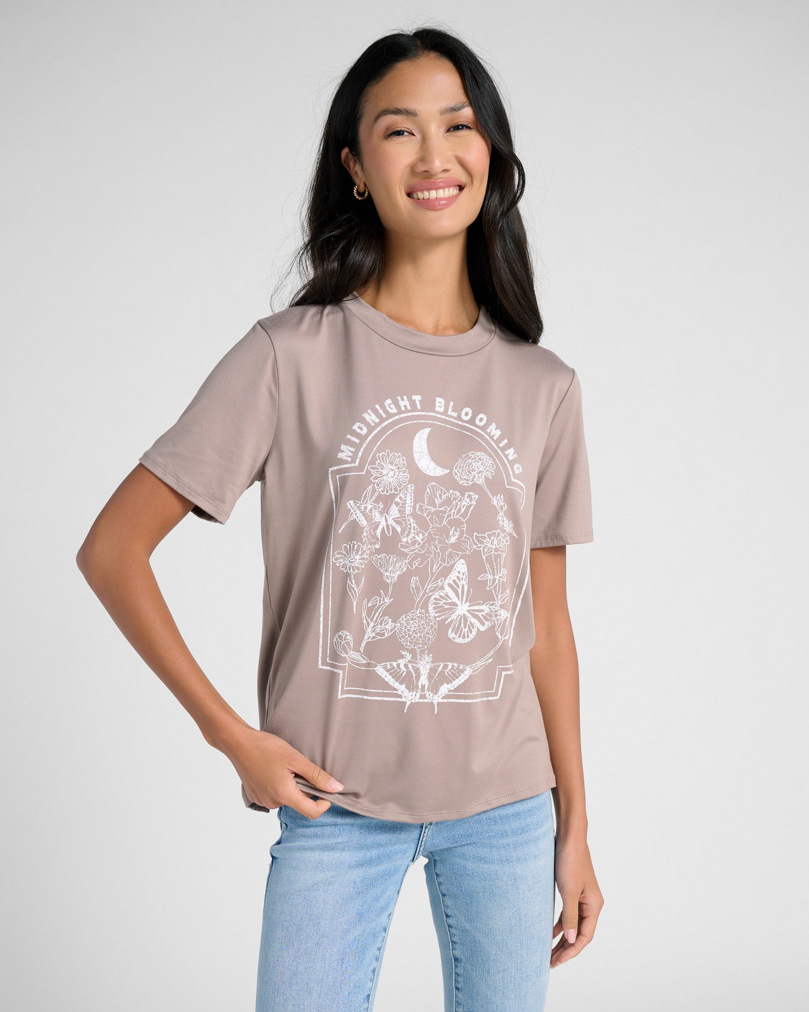 Midnight Blooming Graphic Tee - Stretchy-Soft Floral Top – Wantable