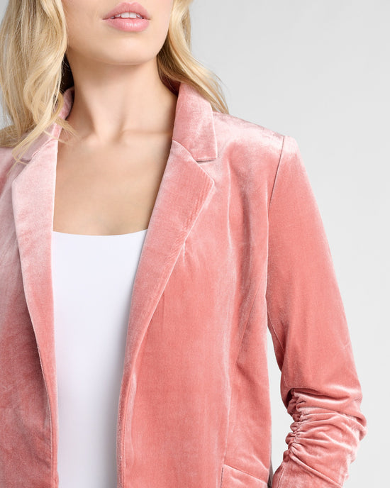 Dusty Rose Pink $|& Skies Are Blue Velvet Blazer - SOF Detail