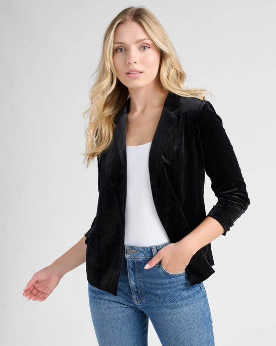 Black $|& Skies Are Blue Velvet Blazer - SOF Front