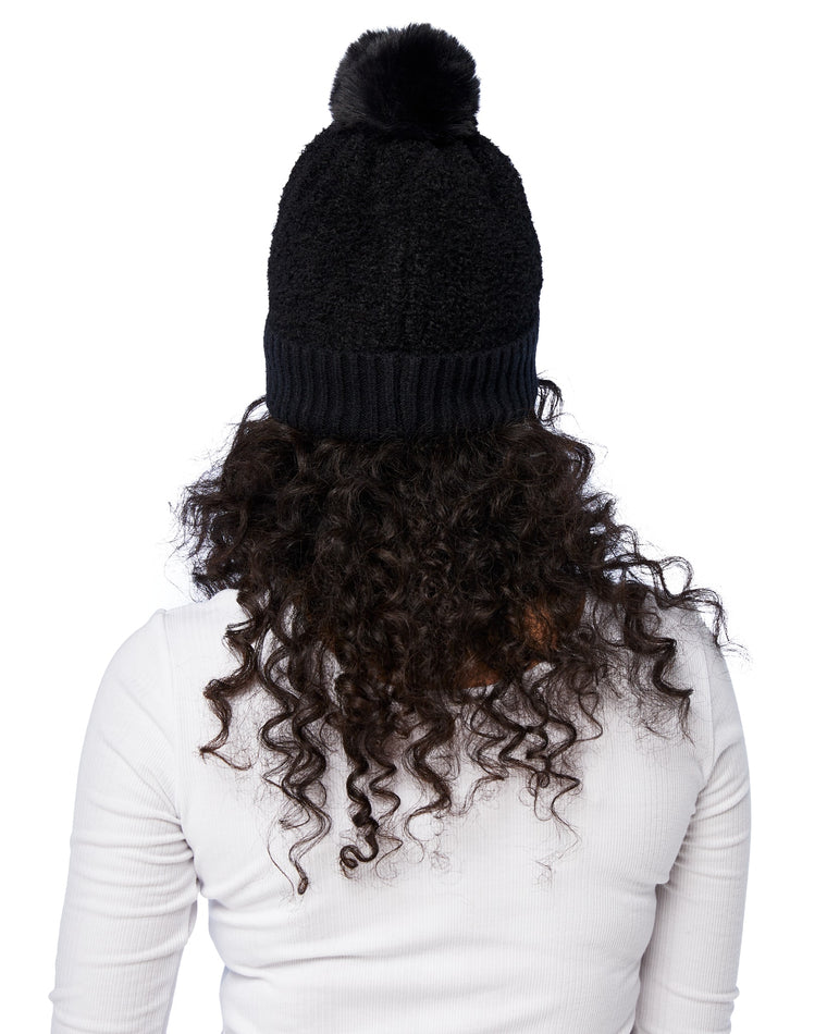 Black $|& Fame Accessories Fuzzy Beanie - SOF Back