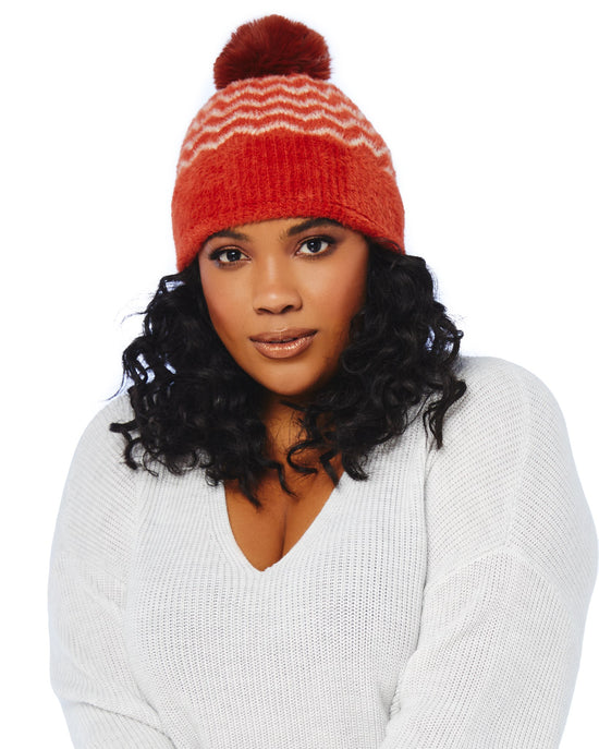 Rust $|& Fame Accessories Stripe Beanie - SOF Front