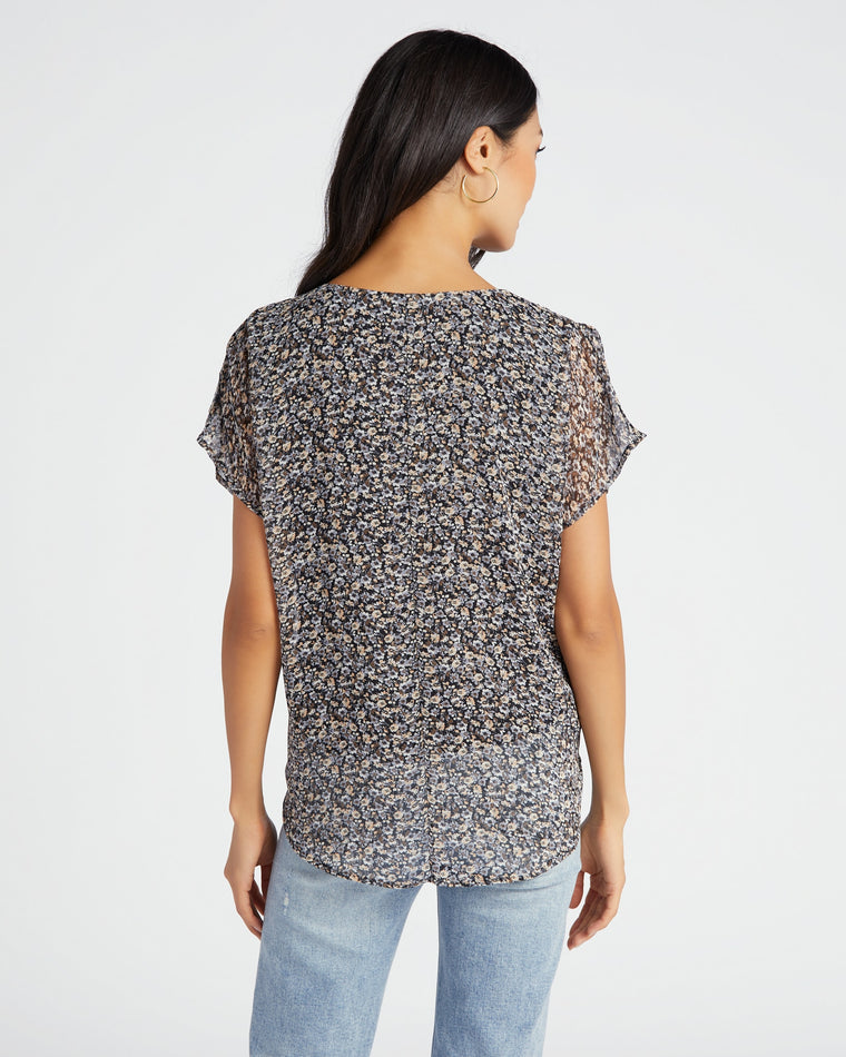 Daisy Multi $|& West Kei Floral Woven Tie Front V-Neck Top - SOF Back