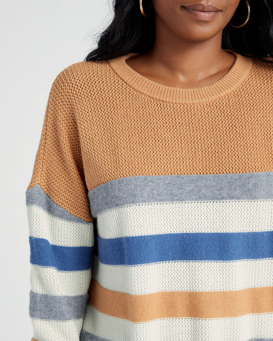 Blue Multi $|& ACOA Multi Color Stripe Sweater - SOF Detail