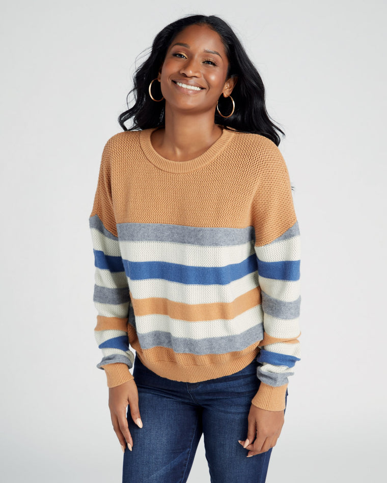 Blue Multi $|& ACOA Multi Color Stripe Sweater - SOF Front