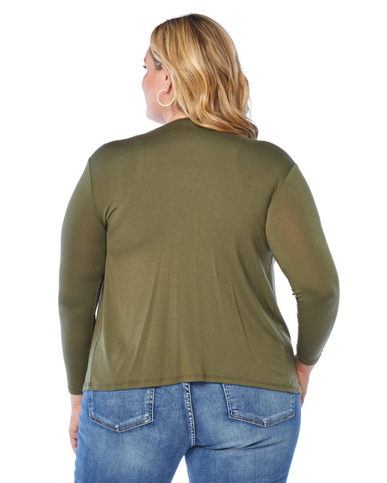 Olive Night $|& W. by Wantable Open Front Waterfall Cardigan - SOF Back