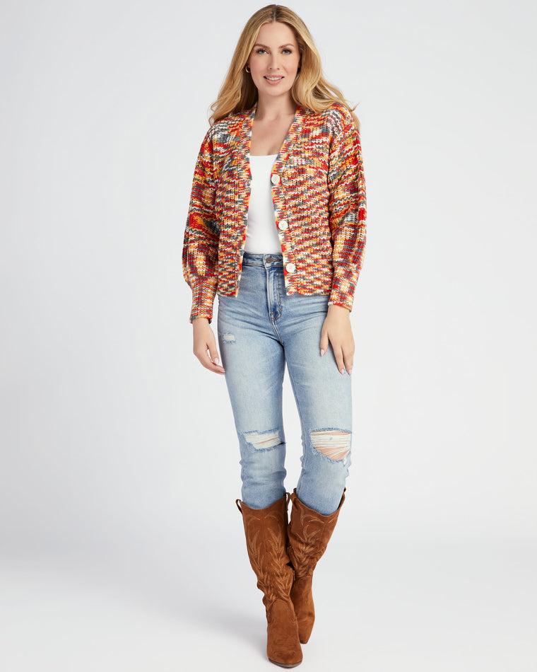 Red Mustard Olive $|& Lush Spacedye Cardigan - SOF Full Front
