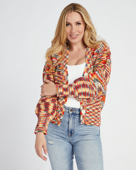 Red Mustard Olive $|& Lush Spacedye Cardigan - SOF Front