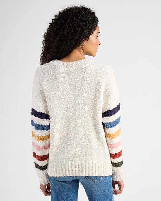 Cream Multi $|& Lush Fuzzy Stripe Sweater - SOF Back