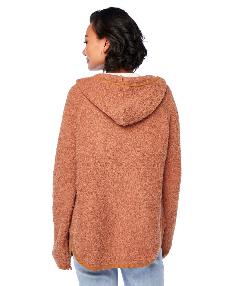 Camel $|& Be Cool Fuzzy Hooded Open Cardigan - SOF Back