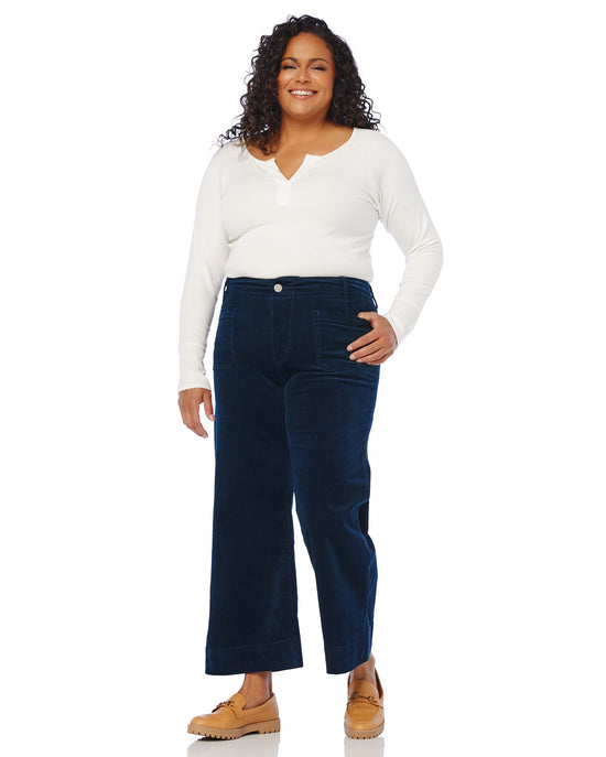 Ensign Blue $|& Lola Jeans Colette High Rise Wide Leg Cord - SOF Full Front