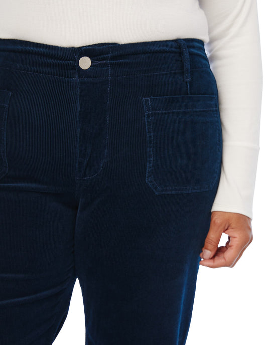 Ensign Blue $|& Lola Jeans Colette High Rise Wide Leg Cord - SOF Detail