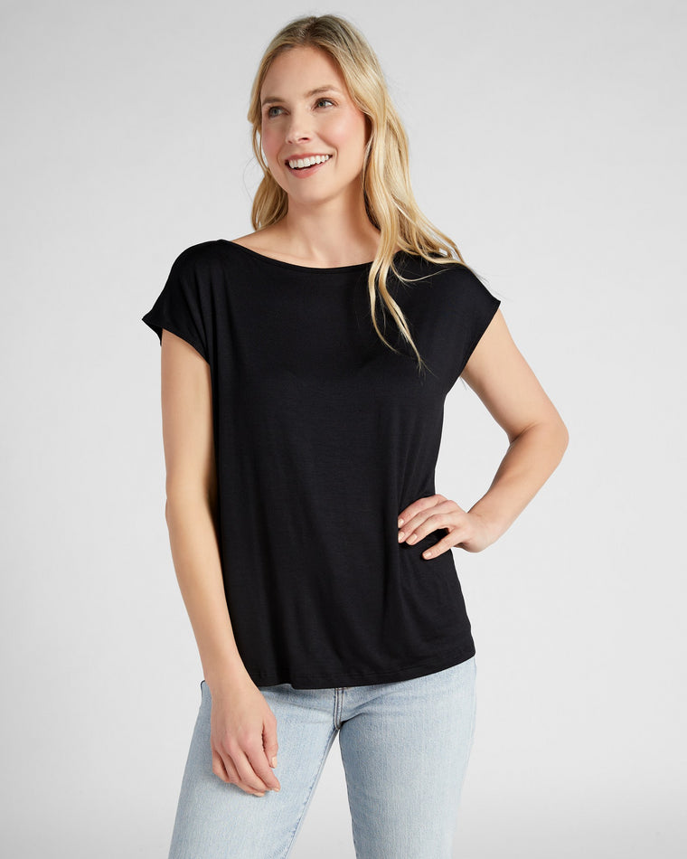 Black $|& 78&Sunny Brentwood Boat Neck Top - SOF Front