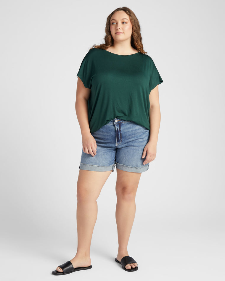 Dark Hunter Green $|& SEAS Brentwood Boat Neck Top - SOF Full Front