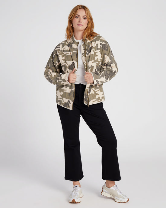Camo Cream $|& Oddi Quilted Front Zip Jacket - SOF Full Front