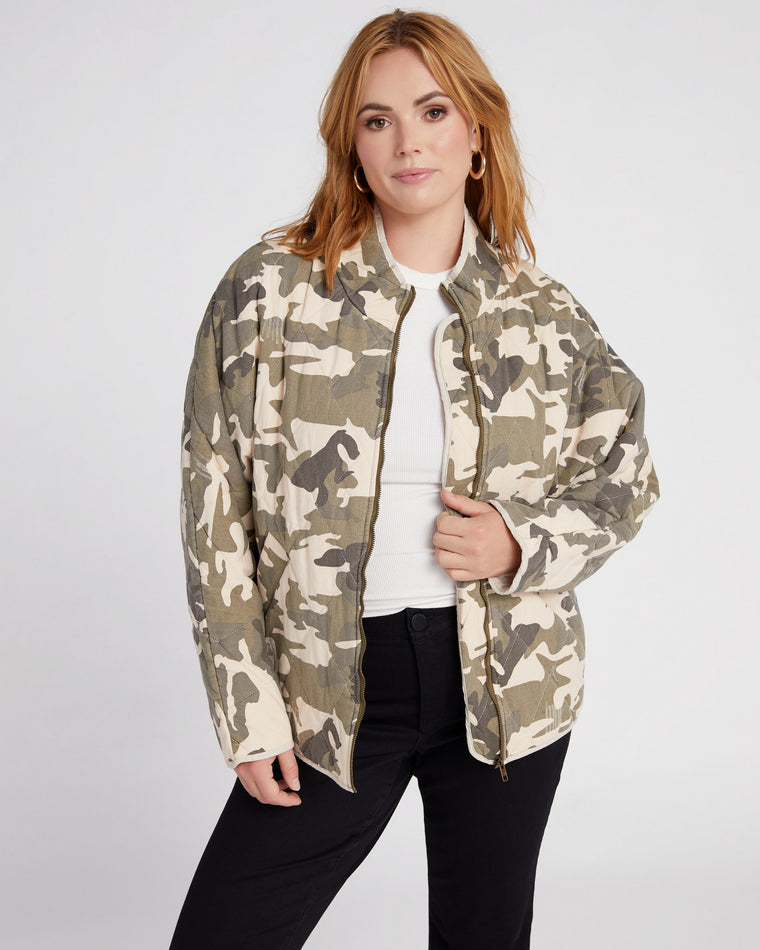 Camo Cream $|& Oddi Quilted Front Zip Jacket - SOF Front