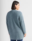 Light Peacock $|& Bobeau Two Pocket Popcorn Cardigan - SOF Back