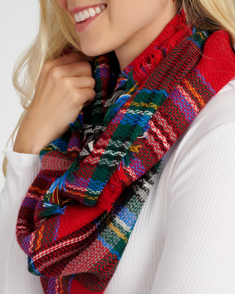Red $|& Elegant Essence Woven Paid Infinity Scarf - SOF Detail