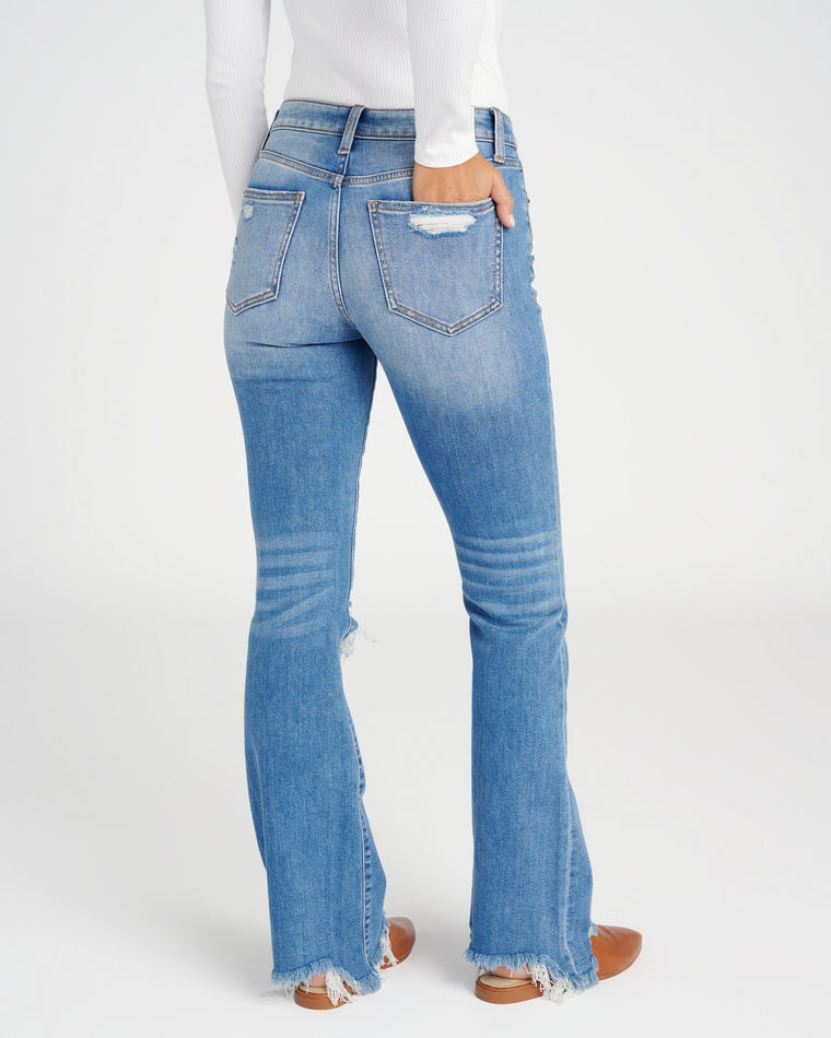 Medium Blue $|& Ceros Jeans Mid Rise Distressed Bootcut - SOF Back
